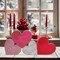 Wooden Hearts Valentines Decorations Indoor, Wood Heart Blocks Tiered Tray Decor Set of 4, Red Pink White Valentine Decoration for Home Party Office Shelf Door (Retro)